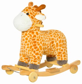 HOMCOM Baloiço Infantil em Forma de Girafa para Crianças acima de 3 Anos Baloiço 2 em 1 com Rodas e Sons 63x38x63cm Multicolor | Aosom Portugal