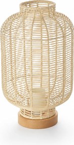 Candeeiro de Mesa Ratan em Madeira Natural Ø22 x 35 cm