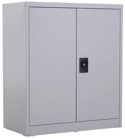 Armário de Escritório Metálico com 2 Portas Fechadura Prateleira Ajustável Armário Metálico 80x40x92,5 cm Cinza