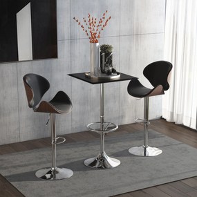 HOMCOM Mesa de Bar Mesa Alta de Cozinha com Apoio para os Pés Ajustável e Estrutura de Metal para Sala de Jantar Carga Máxima 60kg 62x62x110cm Preto e Prata