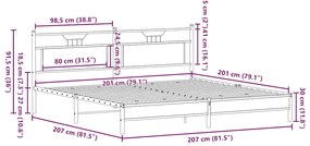 Estrutura de cama sem colchão 200x200cm metal carvalho sonoma