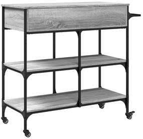 Carrinho de cozinha 105x42x95 cm derivados madeira cinza sonoma