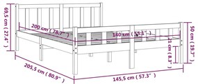 Estrutura de cama 140x200 cm madeira maciça castanho mel