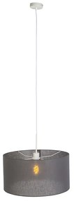 Candeeiro de suspensão country branco com sombra cinza 50 cm - Combi 1 Moderno