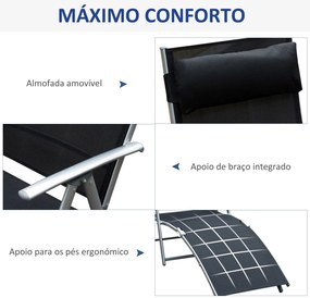 Espreguiçadeira Dobrável de Jardim com Encosto Ajustável em 7 Posições