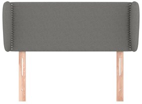 Cabeceira de cama c/ abas tecido 103x23x78/88cm cinzento-escuro