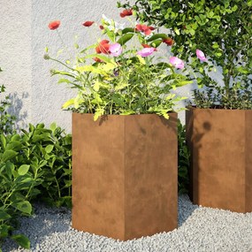 Vaso floreira de jardim hexagonal 46x40x45cm resistência ao aço