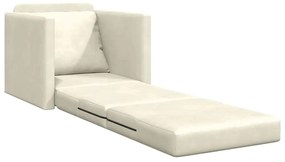 Sofá-cama 2-em-1 Creme 74x77x81 cm Veludo