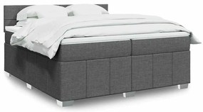 Cama com molas/colchão 200x200 cm tecido cinzento-escuro