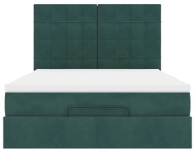 Estrutura cama otomana colchões 140x200 cm veludo verde escuro