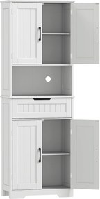 HOMCOM Armário de Cozinha 4 Portas com Gaveta e Casa Aberto 60x30x172 cm Branco | Aosom Portugal