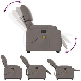 Poltrona elevatória de massagens tecido cinzento-acastanhado