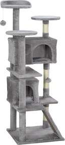 Arranhador para gatos com 138 cm de altura, torre de brincadeiras para gatos com arranhador, plataformas, 2 compartimentos abertos, 49 x 49 x 138 cm,