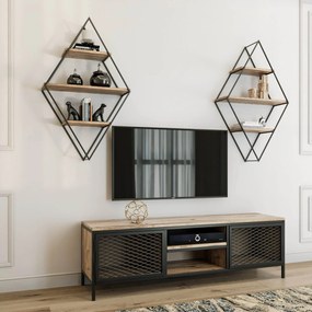 Móvel TV Comets Prizma – Pinheiro Atlântico Preto – 150x47x40 cm