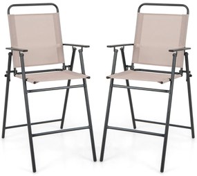 Conjunto de bistrô para área externa com 3 peças e 2 cadeiras dobráveis - bege