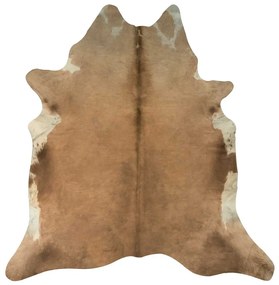 Tapete em pele de vaca genuína 150x170 cm castanho e branco