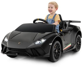 Carro Elétrico Lamborghini Licenciado para Crianças 12V com Controlo Remoto Luzes LED Música Buzina Arranque Suave Preto