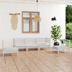 vidaXL 5 pcs conjunto lounge de jardim pinho maciço branco