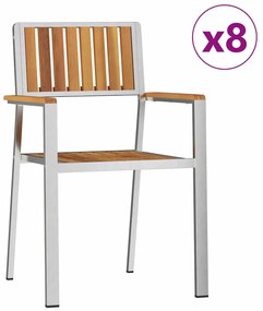 Cadeiras de Jardim Empilháveis vidaXL 8 pcs 54.5x56x87 cm Madeira de A
