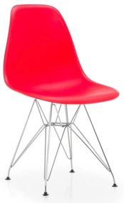 Conjunto 4 Cadeiras de Jantar TOWER (SU), cromada, polipropileno vermelho
