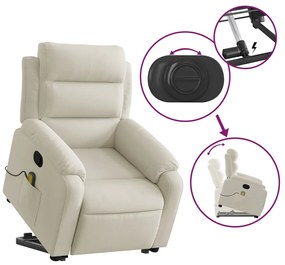 Poltrona elevatória de massagens veludo cor creme
