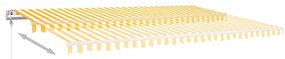 Toldo retrátil manual com postes 5x3,5 m amarelo e branco