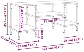 Móvel para TV 102x35x45,5cm derivados madeira carvalho castanho
