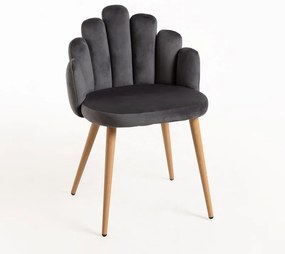 Cadeira Hand Veludo - Cinza escuro