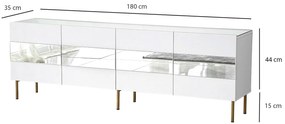 Móvel TV Leon – Branco e Dourado – 180x59x35 cm