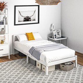 Estrutura de Cama de Madeira Estrado de Cama de Solteiro para Colchão 190x90 cm (NÃO INCLUIDO) Carga 120 kg 198x96x70 cm Branco