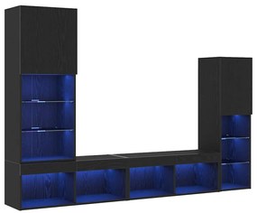 Armário para TV LED vidaXL Carvalho Preto 30.5x30x102 cm Madeira Engen