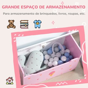 Baú Infantil 2 em 1 Baú de Armazenamento Organizador de Brinquedos para Crianças acima de 18 Meses com Tampa de Fechamento Seguro para Dormitório Sala