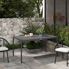 Mesa de jardim retangular para 6 pessoas em alumínio, com tampo de ripas, 145 x 90 x 74 cm, cinzenta