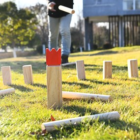 Conjunto de Jogo para exterior de Madeira Crianças, Adultos e Família Natural e Vermelho