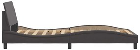 Estrutura cama c/ cabeceira 100x200cm couro artificial cinzento