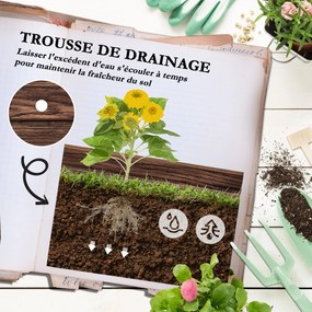 Floreira elevada com treliça quadrada de 2 níveis para terraço, varanda ou jardim, 42 x 49 x 80 cm, castanho