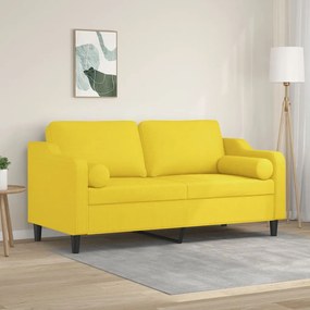 Sofá 2 lug. + almofadas decorativas 140 cm tecido amarelo-claro