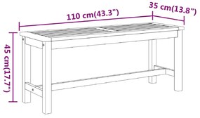 Banco de jardim 110x35x45 cm madeira de acácia maciça