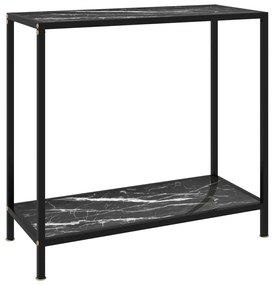 vidaXL Mesa consola 80x35x75 cm vidro temperado preto