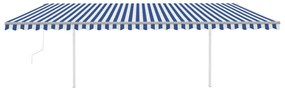 Toldo automático c/ LED e sensor de vento 6x3 m azul e branco