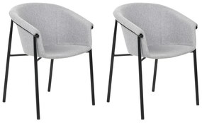 Conjunto de 2 cadeiras de jantar em tecido cinzento AMES Beliani