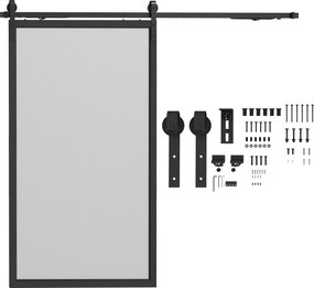 KIT Ferragens para porta de correr sem perfuração 244 cm (PORTA NÃO INCLUIDA) Kit de calhas para porta de celeiro simples em aço preto