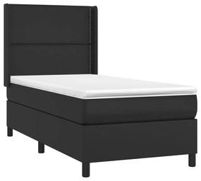 Cama box spring c/ colchão/LED 80x200 cm couro artificial preto