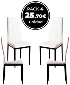 Pack 4 Cadeiras Lan Couro Sintético - Branco