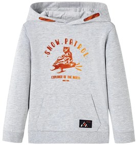 Sweatshirt para criança com capuz cinzento mesclado e laranja 116