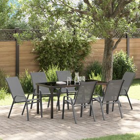 Conjunto de Jantar para Jardim vidaXL de 7 Peças Cinza Textilene e Aço