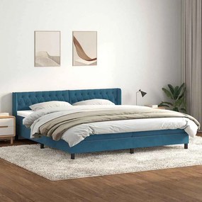vidaXL Cama com molas colchão 200x210 cm veludo azul-escuro