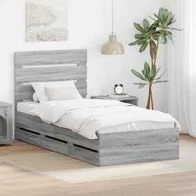 vidaXL Estrutura da Cama com gaveta Cinza Sonoma 90 x 190 cm