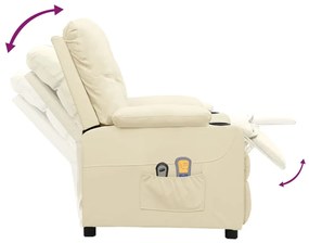 Poltrona de massagens elétrica couro artificial cor creme
