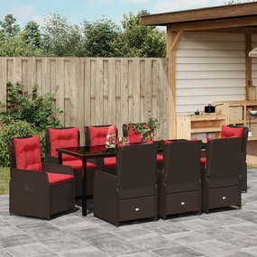 Conjunto de Jantar de Jardim de 9 Peças Castanho Rattan PE